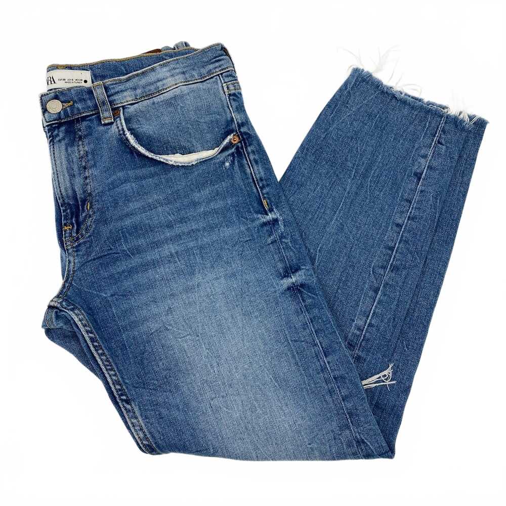 Zara Light Wash Distressed Slim Boyfriend Jeans | Women’s Regular 6